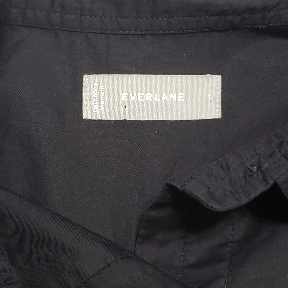 Everlane Womens Black Cotton Boxy Cropped Button Down Shirt Large Long Sleeve - Picture 4 of 9